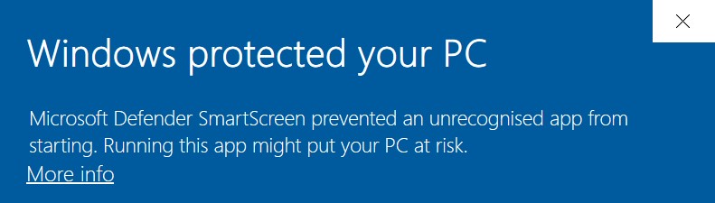 The 'Windows protected your PC' dialog
